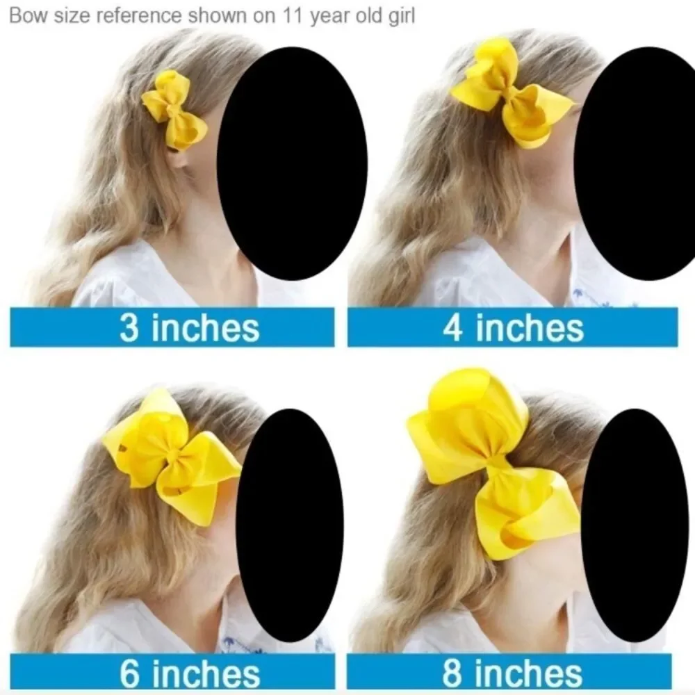 14 Rainbow Color Hair Bows - 8 inch Bows with Alligator Clips